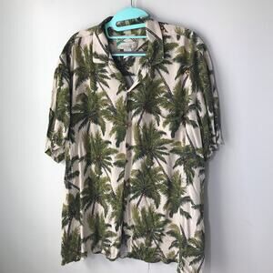 Vintage paradise found Hawaiian rayon short sleeve shirt mens XL palm trees